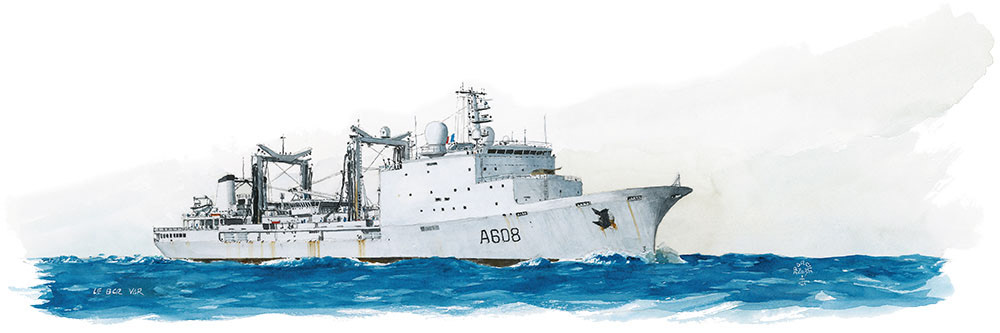 Réf. A-13.053 - Le BCR Var à la mer. Aquarelle 50x23 cm - Col. Particulière