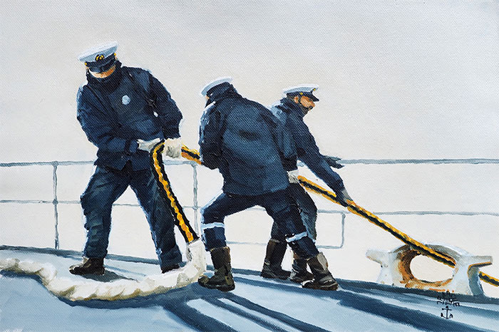 Réf. H-19.012 - A rentrer l'aussière. Huile sur toile 31x20 cm - Col. Particulière