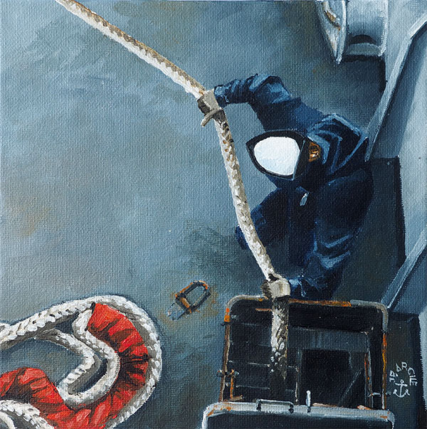 Réf. H-18.055 - Rangement de l'aussière, plage arrière sur le "Primauguet" - Col. Particulière