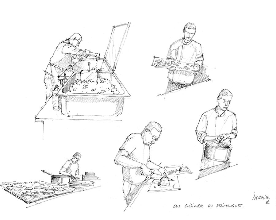 Crayonnés FASM Primauguet. Les cuisiniers