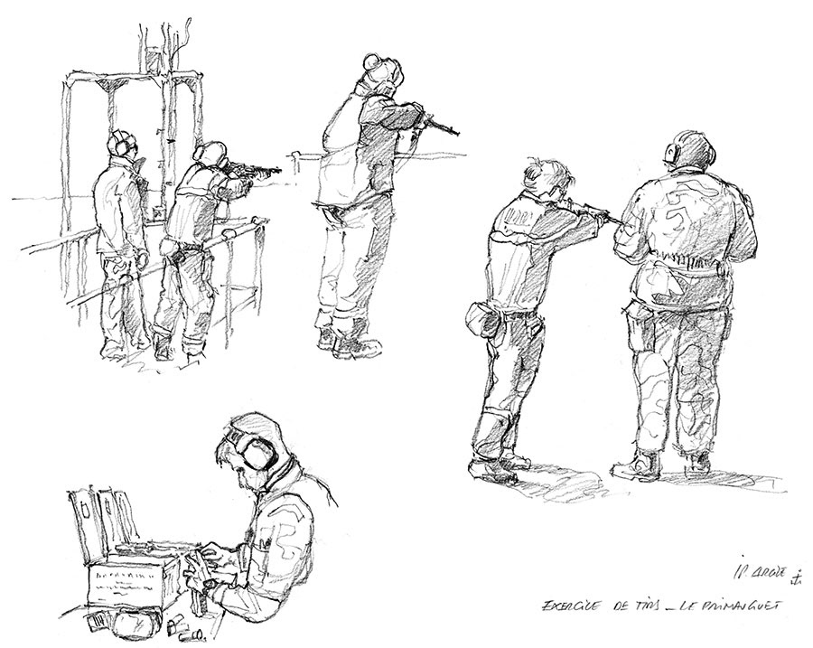 Crayonnés FASM Primauguet. Exercices de tirs