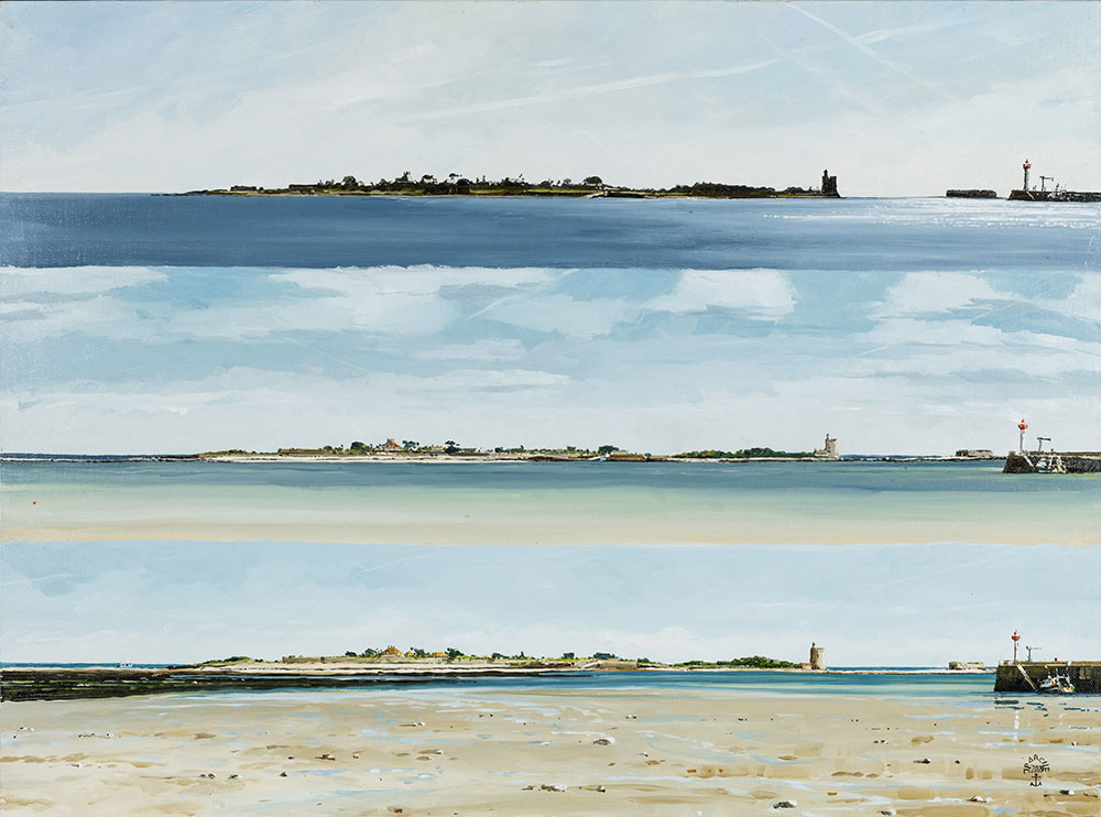 Réf. H-18.012 - Tatihou au rythme des marées. Huile sur toile73x54 cm - Col. particulière