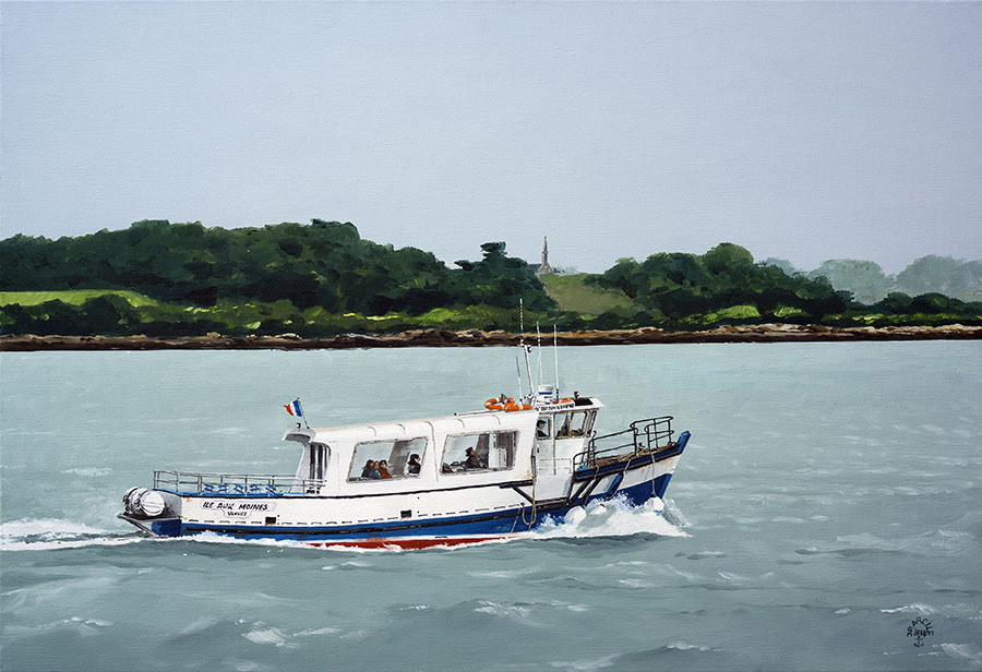Réf. H-14.012 - Le passeur "ile aux Moines". Huile sur toile 73x50 cm - Col. Particulière