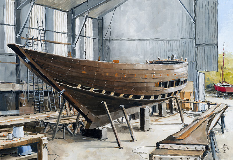 Réf. H-23.010 - Les "Trois Frères" en cure de jouvance au Chantier du Guip. Huile sur toile 55x38 cm - Collection particulière