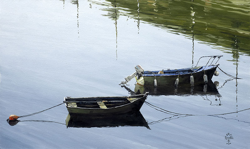 Réf. H-19.039 - Les deux plates. Huile sur toile 55x33 cm - Col. particulière