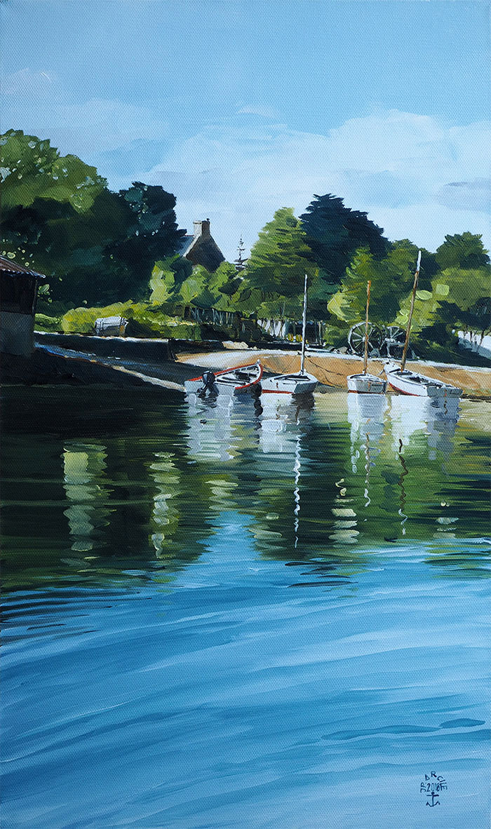 Réf. H-18.035 - Les plates à Pomper, Baden. Huile sur toile 33x55 cm - 800 €