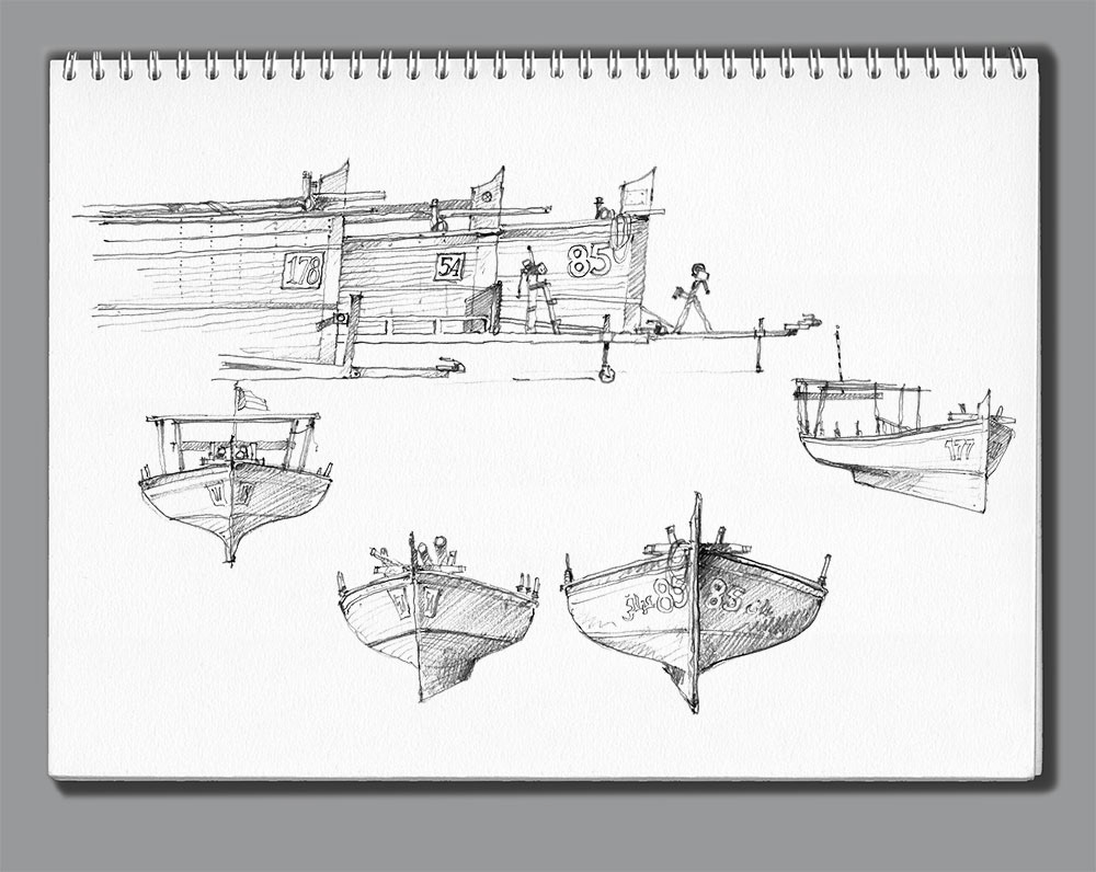 Carnets de croquis Abu Dhabi - 9 - Bateaux de régates. Vieux port d'Abu Dhabi