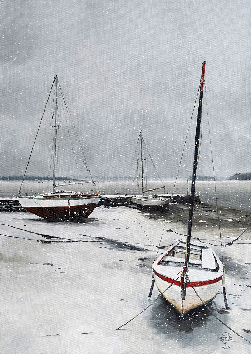 Réf. H-21.018 - En attendant des jours meilleurs. Huile sur toile 33x46 cm - Col. Particulière