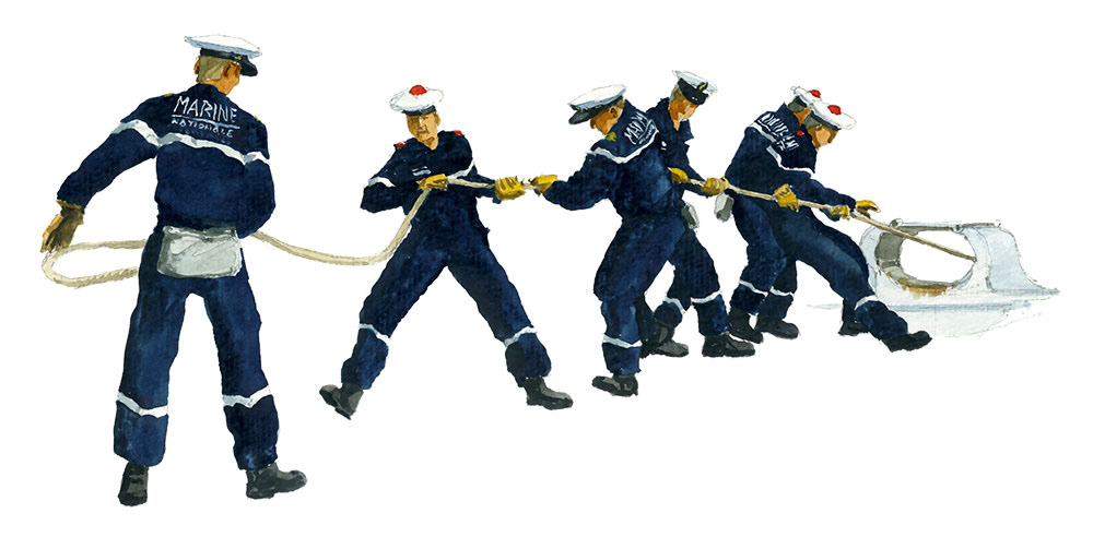 Réf. A-13.056 - L'aussière sur le Var. Aquarelle 50x23 cm