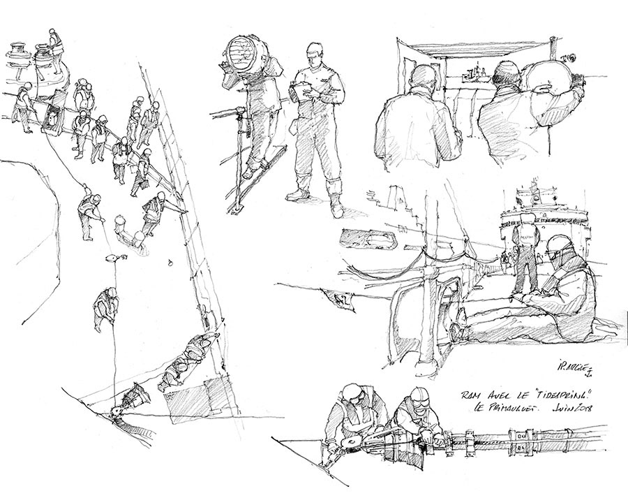 Crayonnés FASM Primauguet. RAM (Ravitaillement à la mer)