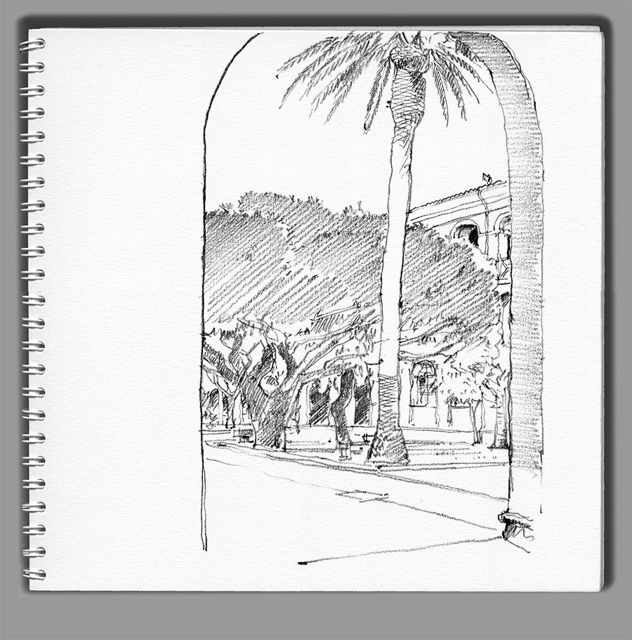 Croquis CIN St-Mandrier. La cours d'honneur