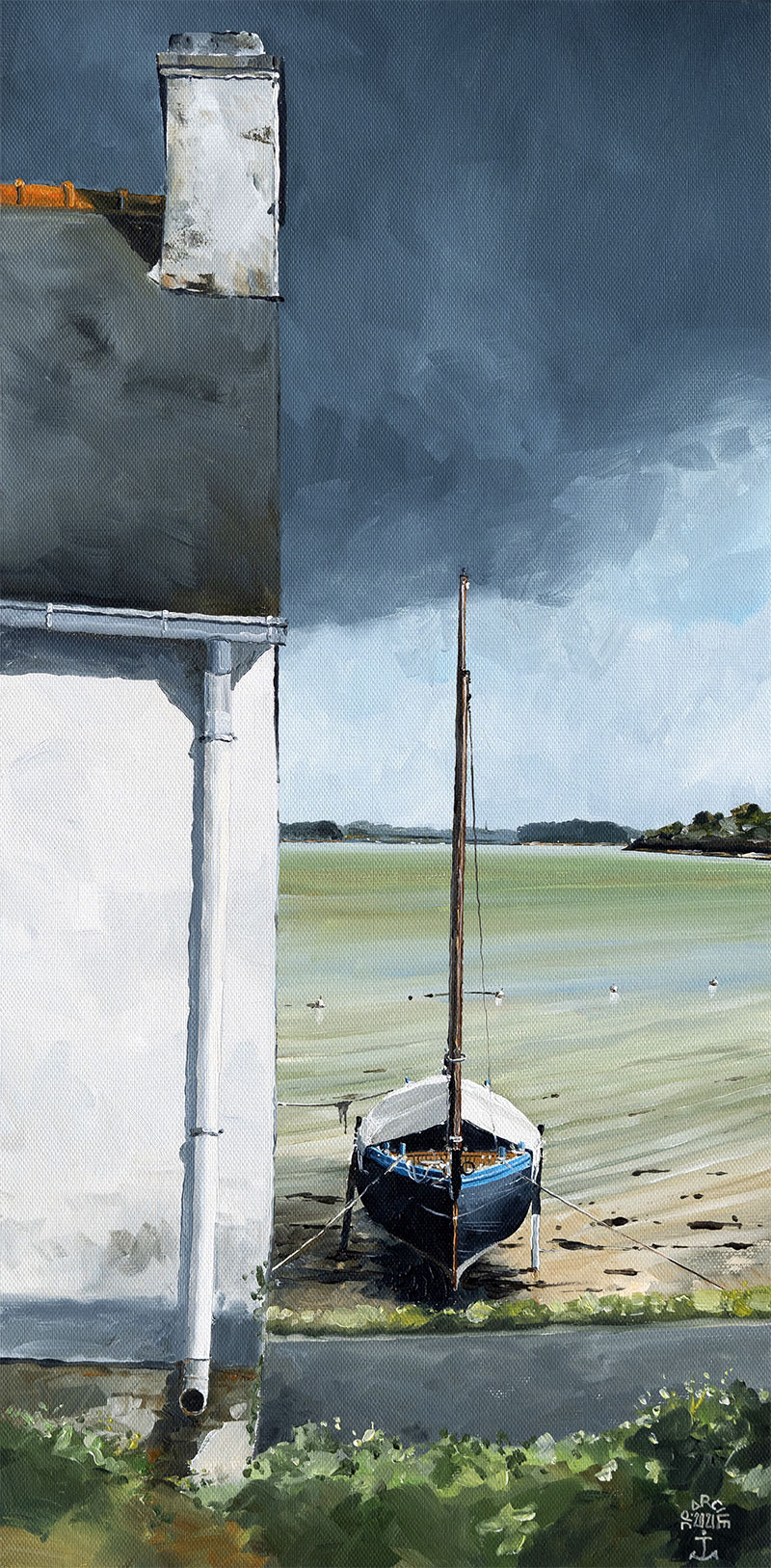 Réf. H-21.010 - Le "Crialeïs", fidèle compagnon d'hivernage pour Charlemagne. Huile sur toile 30x60 cm - Col. particulière