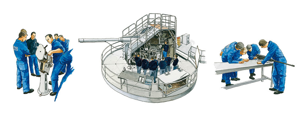 Réf. A-13.034 - CIN St-Mandrier. Instruction Hall Missile. Aquarelle 50x20 cm