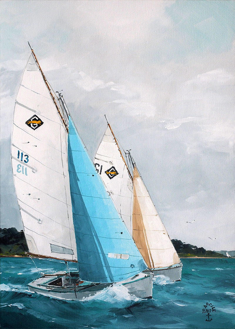 Réf. H-17.063 - La 113 "L'Hourmarin" en prise avec la 61 "Plum". Huile sur toile 33x46 cm - Col. particulière