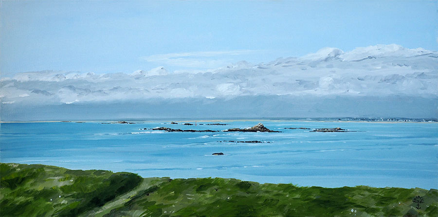 Réf. H-14.051 - Cote sauvage près de Portivy. Presqu'ile de Quiberon. Huile sur toile 40x80 cm -  €