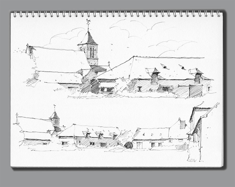 L'église et le bourg de Cré sur Loir (72)