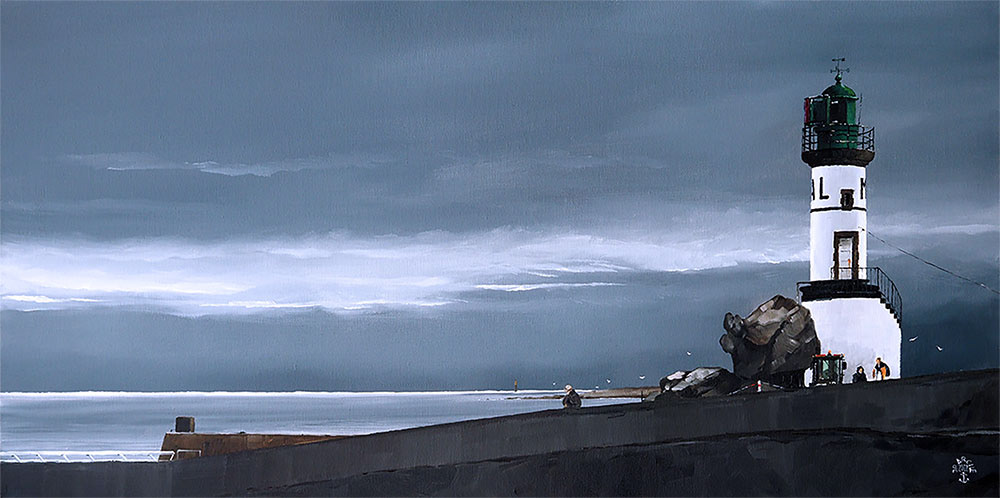 Réf. H-22.009 - Une lumière propre à l'île de Sein. Huile sur toile 80x40 cm - 1500 €