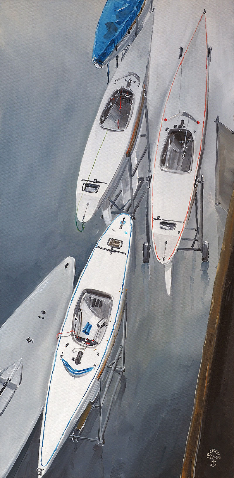 Réf. H-14.039 -Les 2.4 Handi de l'ENVSN. Huile sur toile 80x40 cm 