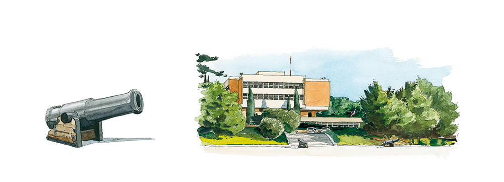 Réf. A-13.042 - CIN St-Mandrier. Batiment Commandement. Aquarelle 50x20 cm