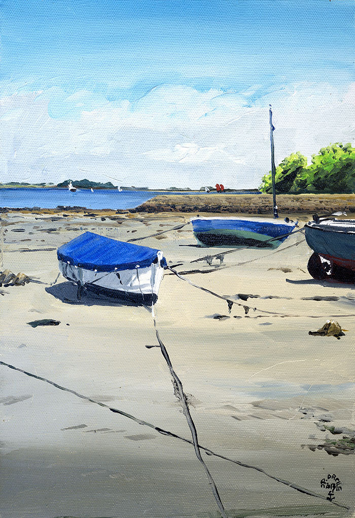 Réf. H-13.009 - Sur la vasière du Chantier du Guip. Huile sur toile 24x35 cm - Col. Particulière