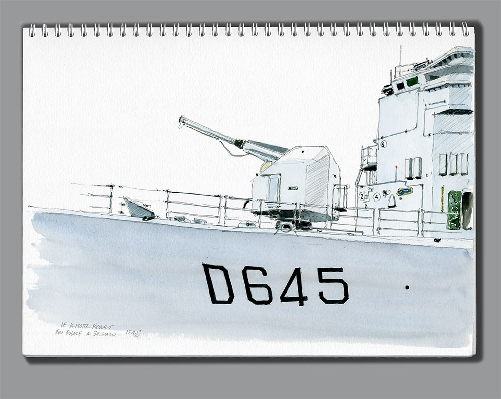 Carnet de croquis La Motte-Picquet. La tourelle de 100mm