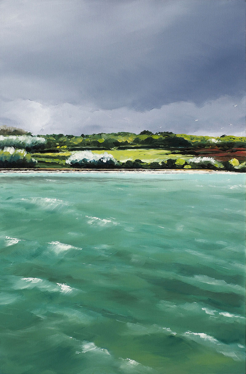 Réf. H-16.040 - Thaiti-plage aux couleurs de Bretagne, Ile aux Moines. Huile sur toile 50x73 cm - 1300 €