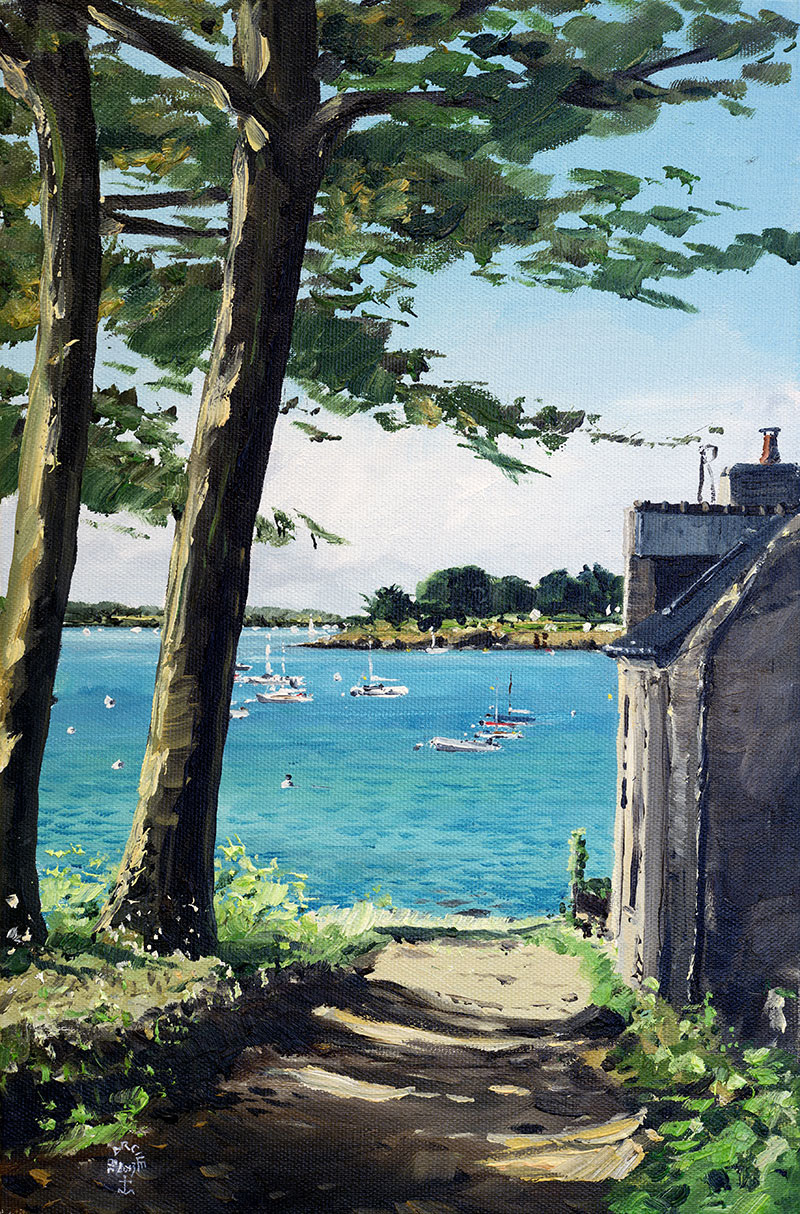 Réf. H-13.027 - Le chemin de la Maison Blanche. Huile sur toile 27x41 cm - Col. Particulière