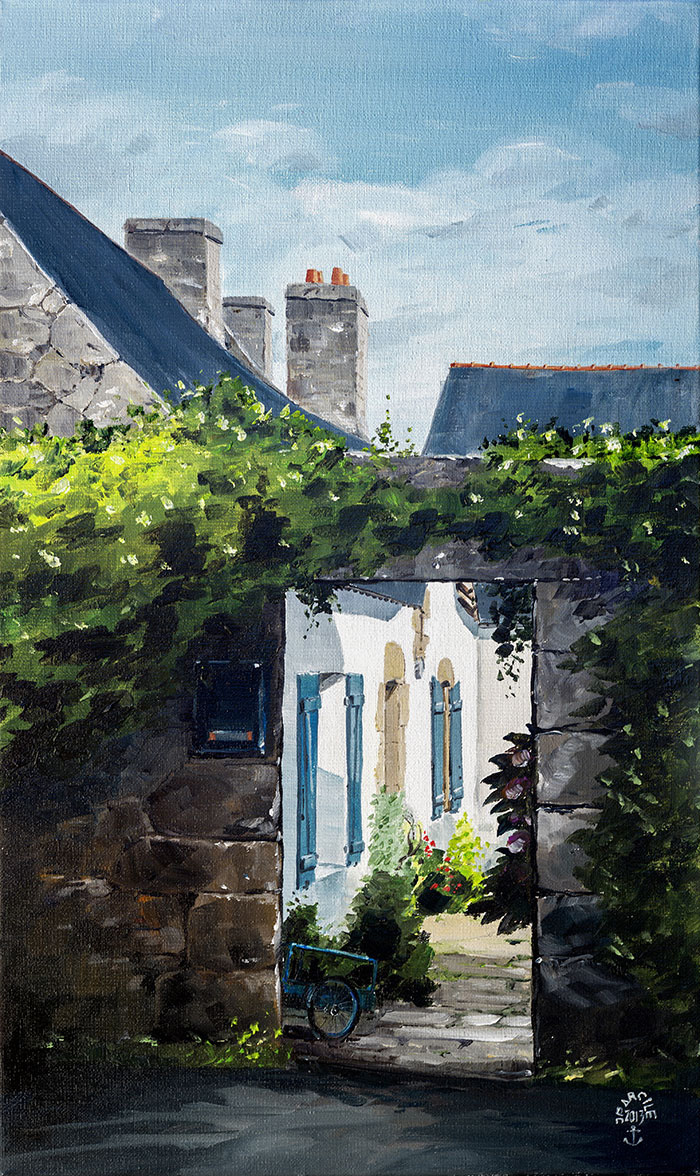 Réf. H-13.054 - Venelle Dalido. Huile sur toile 33X55 cm - Col. Particulière