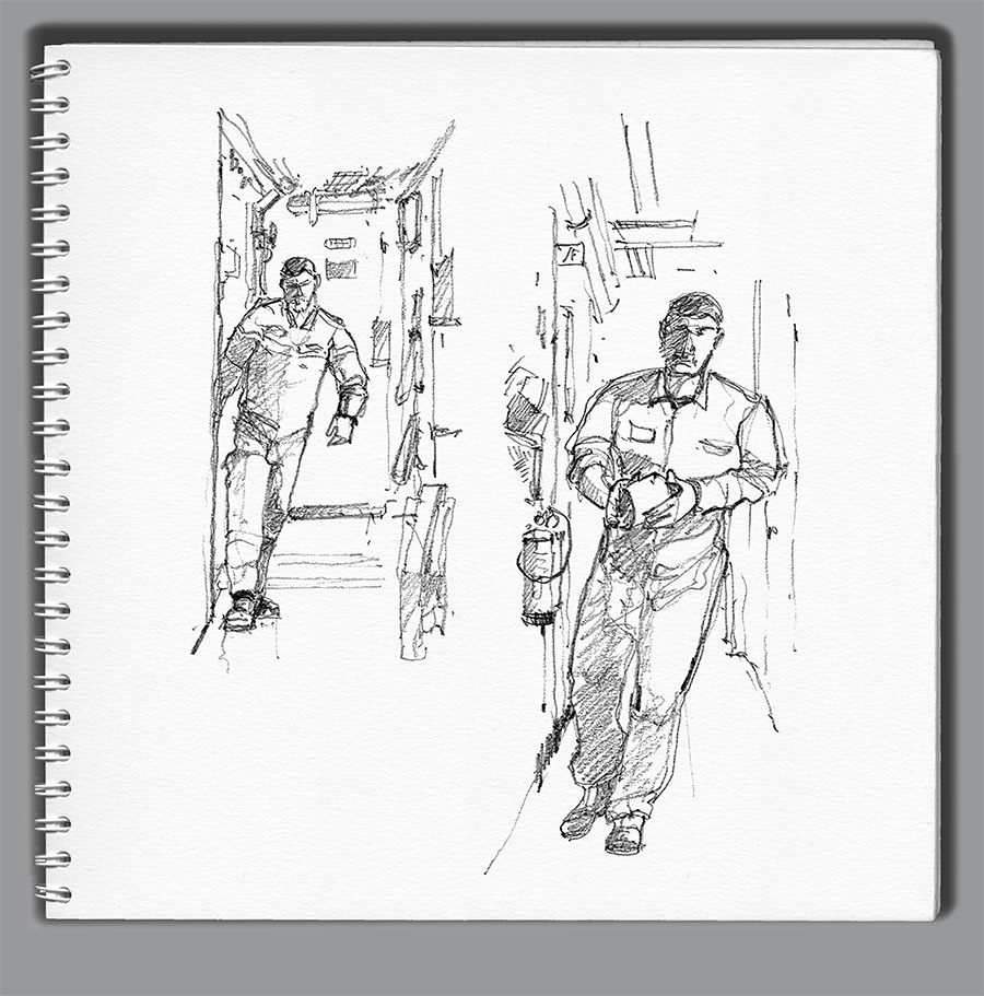 Croquis FS "Nivôse". Dans les coursivves