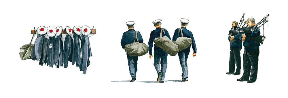 Réf. A-13.041 - CIN St-Mandrier. Elèves. Aquarelle 50x20 cm