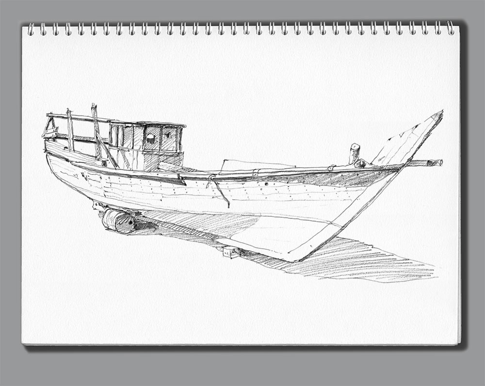 Carnets de croquis Abu Dhabi - 7 - Bateau de pêche. Vieux port d'Abu Dhabi