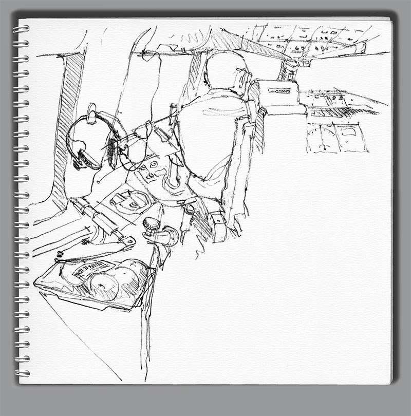 Plateau repas dans le cookpit d'un Boing 777