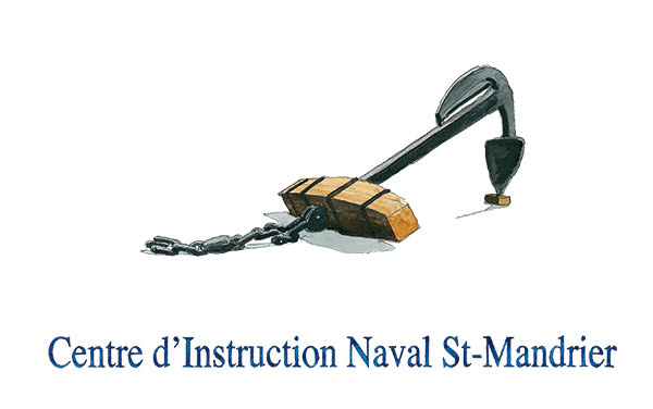 Réf. A-13.047 - CIN St-Mandrier. Ancre et Titre. Aquarelle 50x20 cm