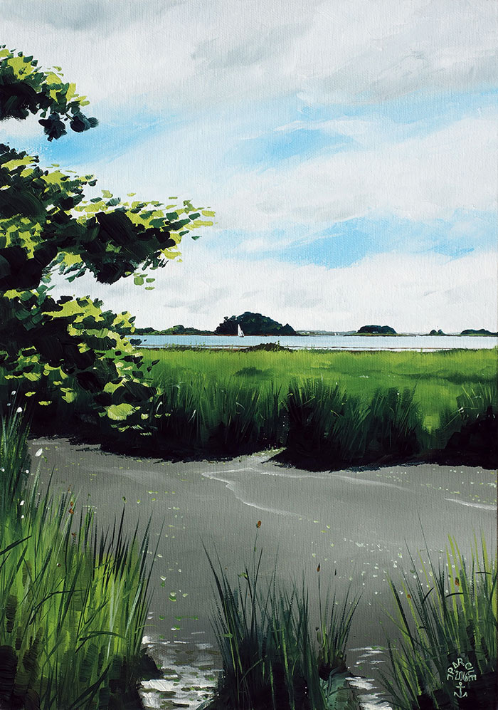 Réf. H-16.036 - Les herbiers du Vran, Ile aux Moines. Huile sur toile 33x46 cm - 650 €