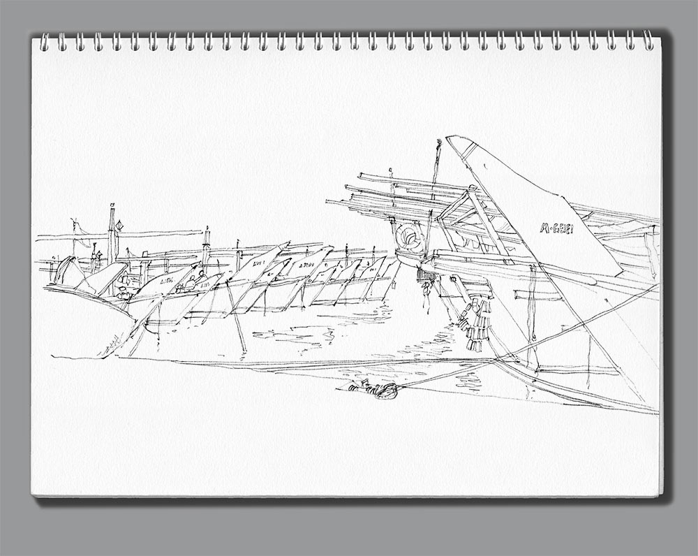 Carnets de croquis Abu Dhabi - 12 - Bateaux de pêche. Vieux port d'Abu Dhabi