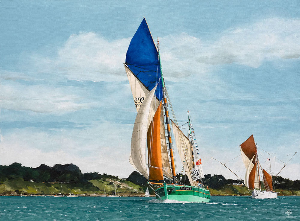 Réf. H-25.019 - La "Nébuleuse" en prise avec le "Bîche". Huile sur toile 81x60 cm. 2200 €