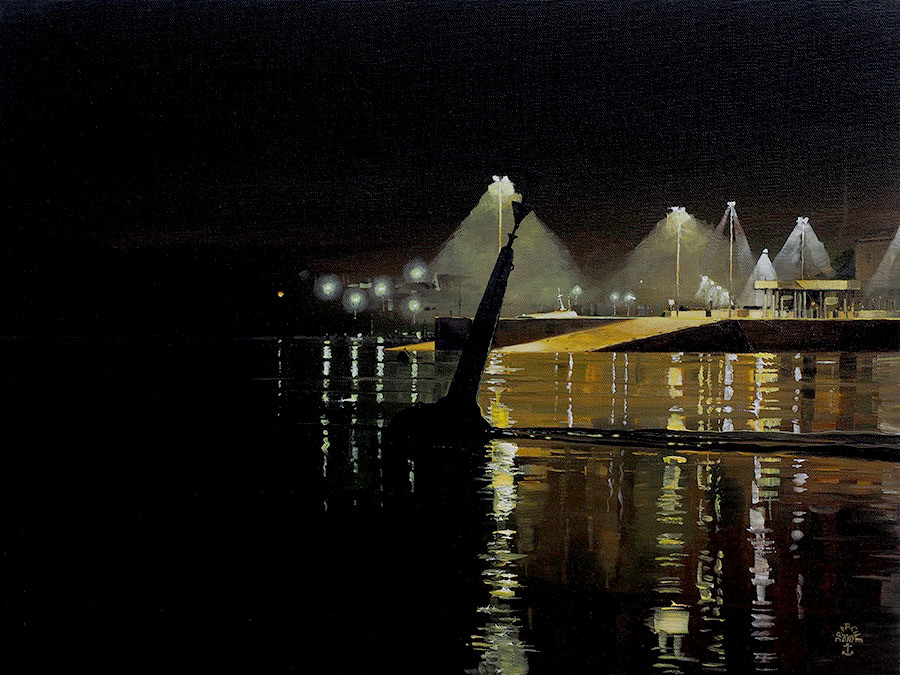 Réf. H-15.015 - La bouée des "Réchaud", Port de l'île aux Moines. Huile sur toile 61x46 cm - Col. Particulière