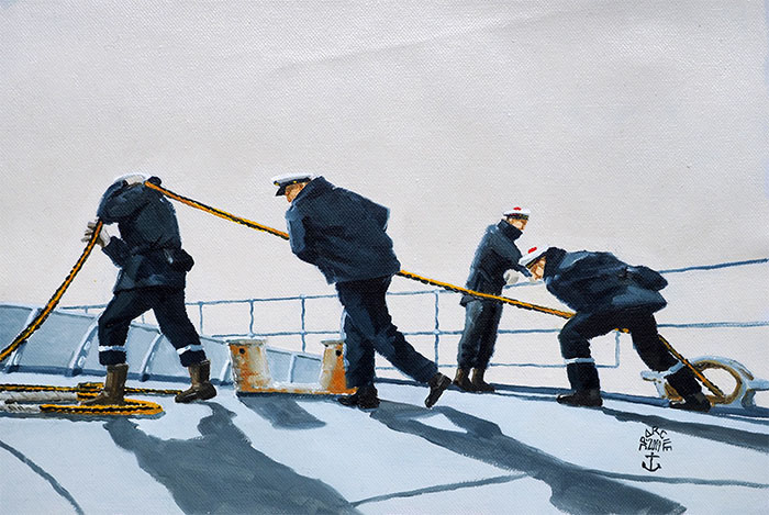 Réf. H-19.011 - L'aussière dans la main. Huile sur toile 31x20 cm - Col. particulière