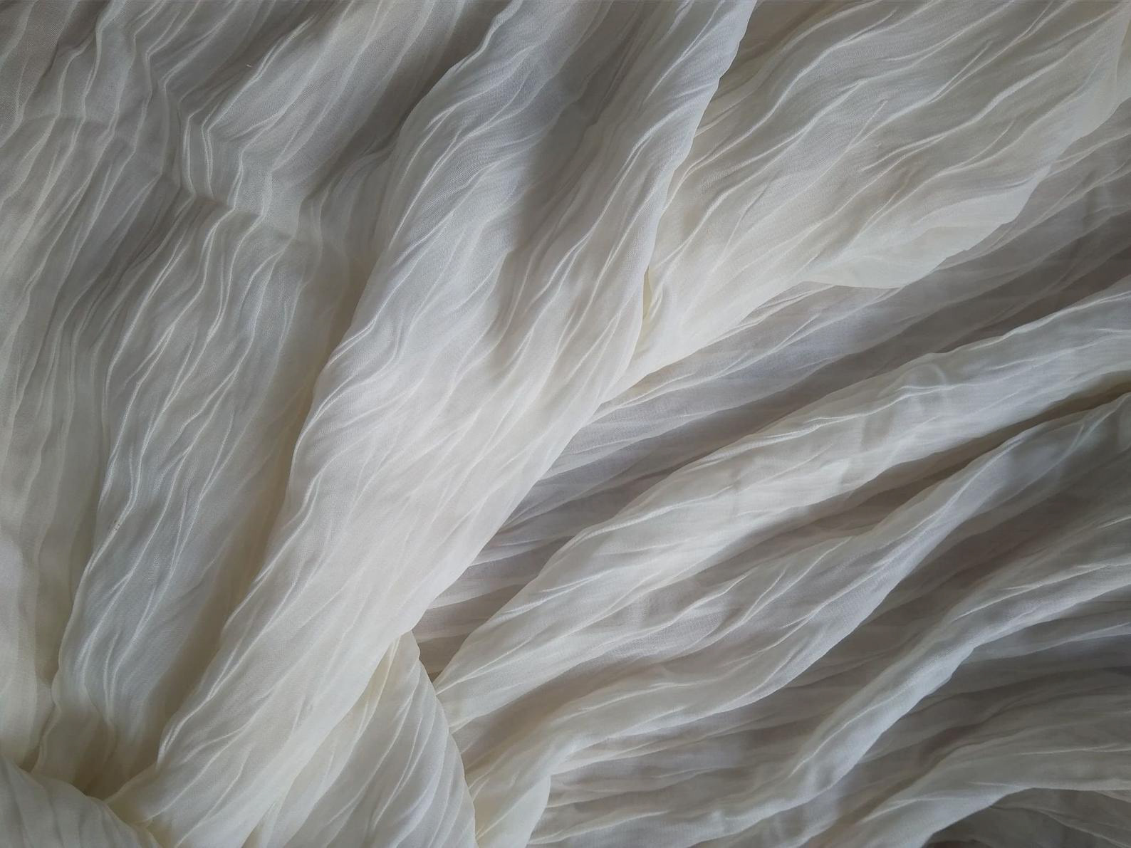 Ivory Pleated Chiffon