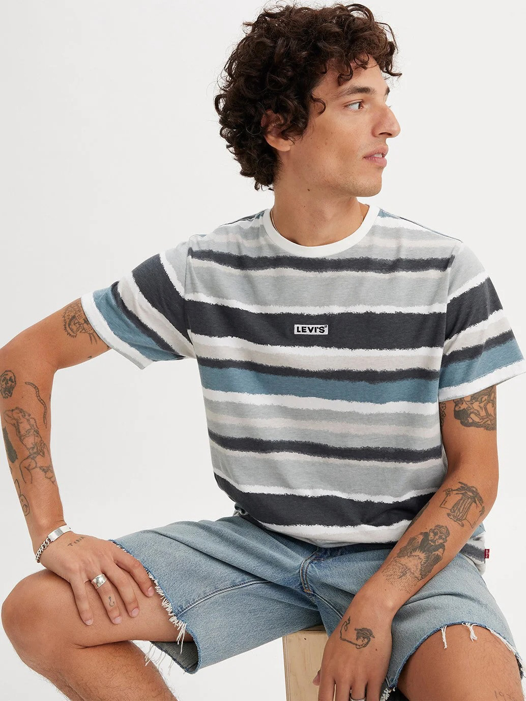 Relaxed Baby tab Tee_Laguna stripes