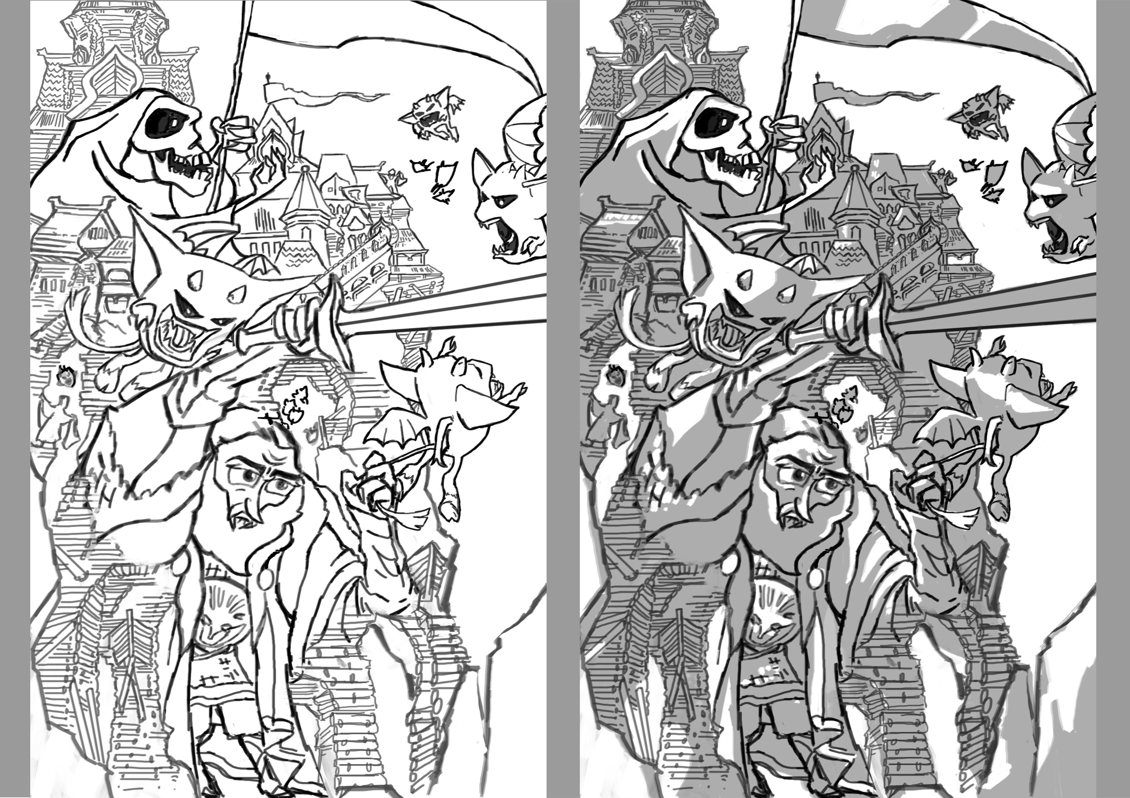 Soldier & Death, Painting Drama, Linework V1