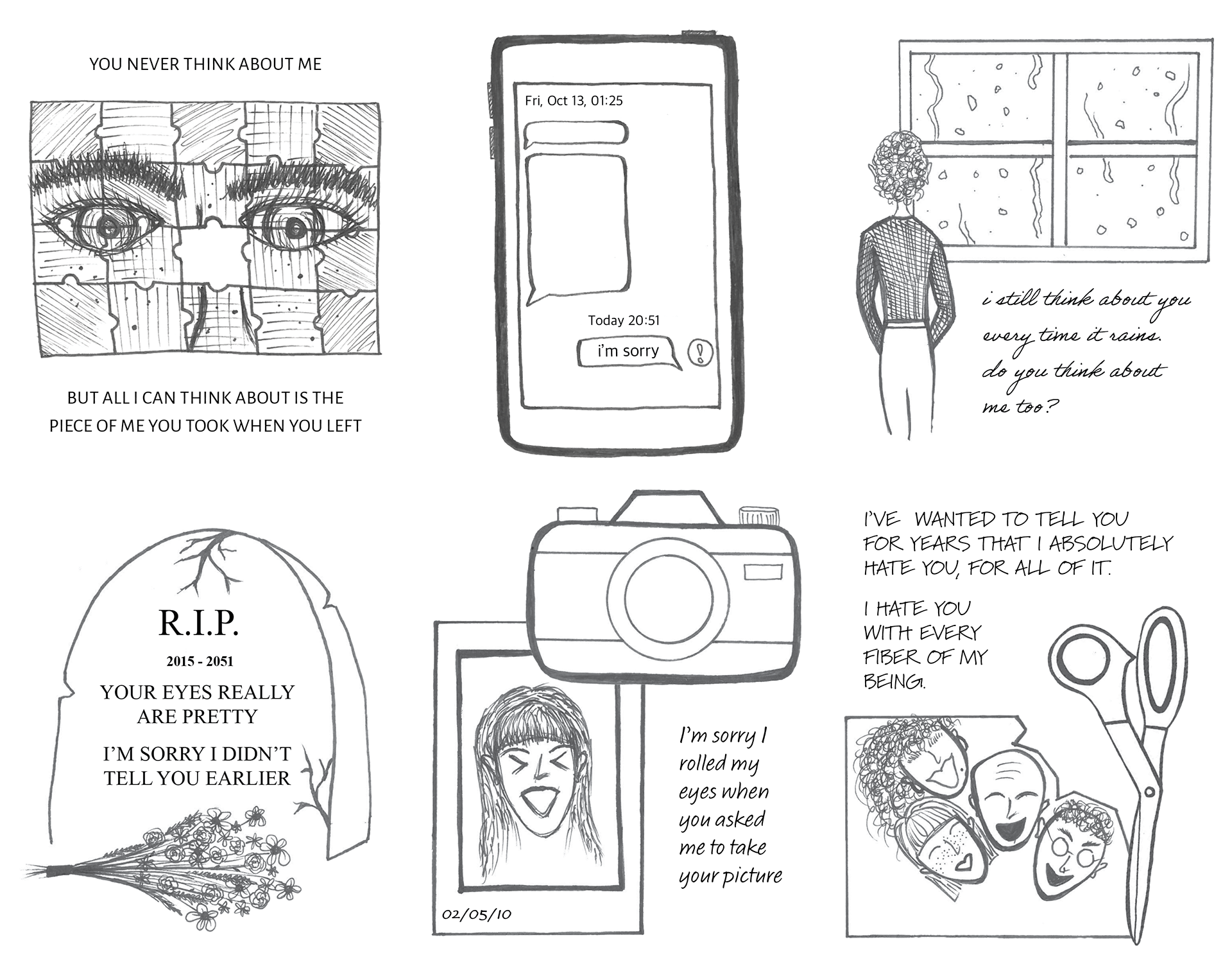 Page from an orignal zine, "The Things I Never Said 2 You"
