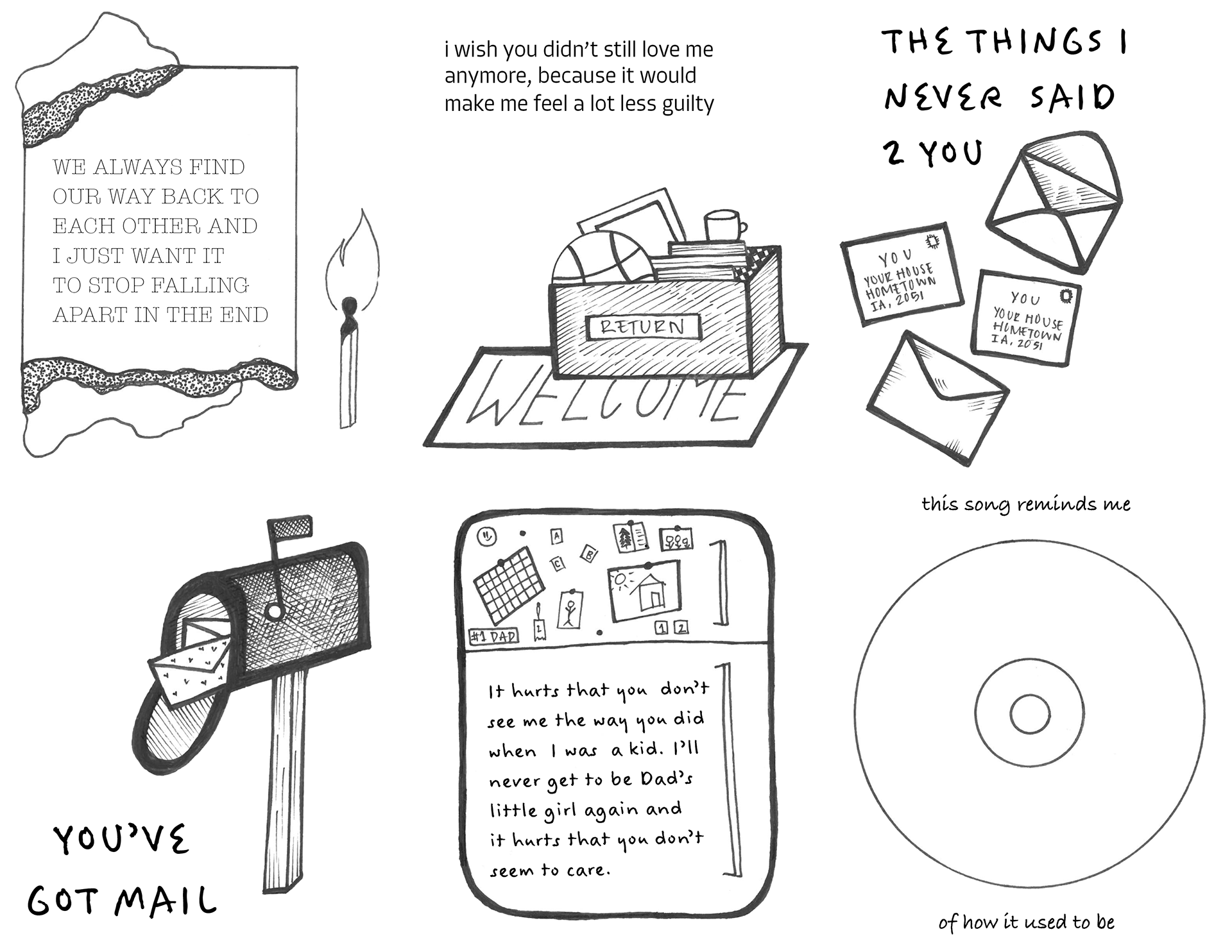 Page from an orignal zine, "The Things I Never Said 2 You"