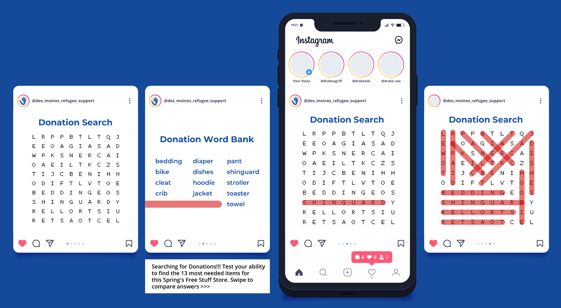 Donation Word Search Carousel Instagram Post Mock Up