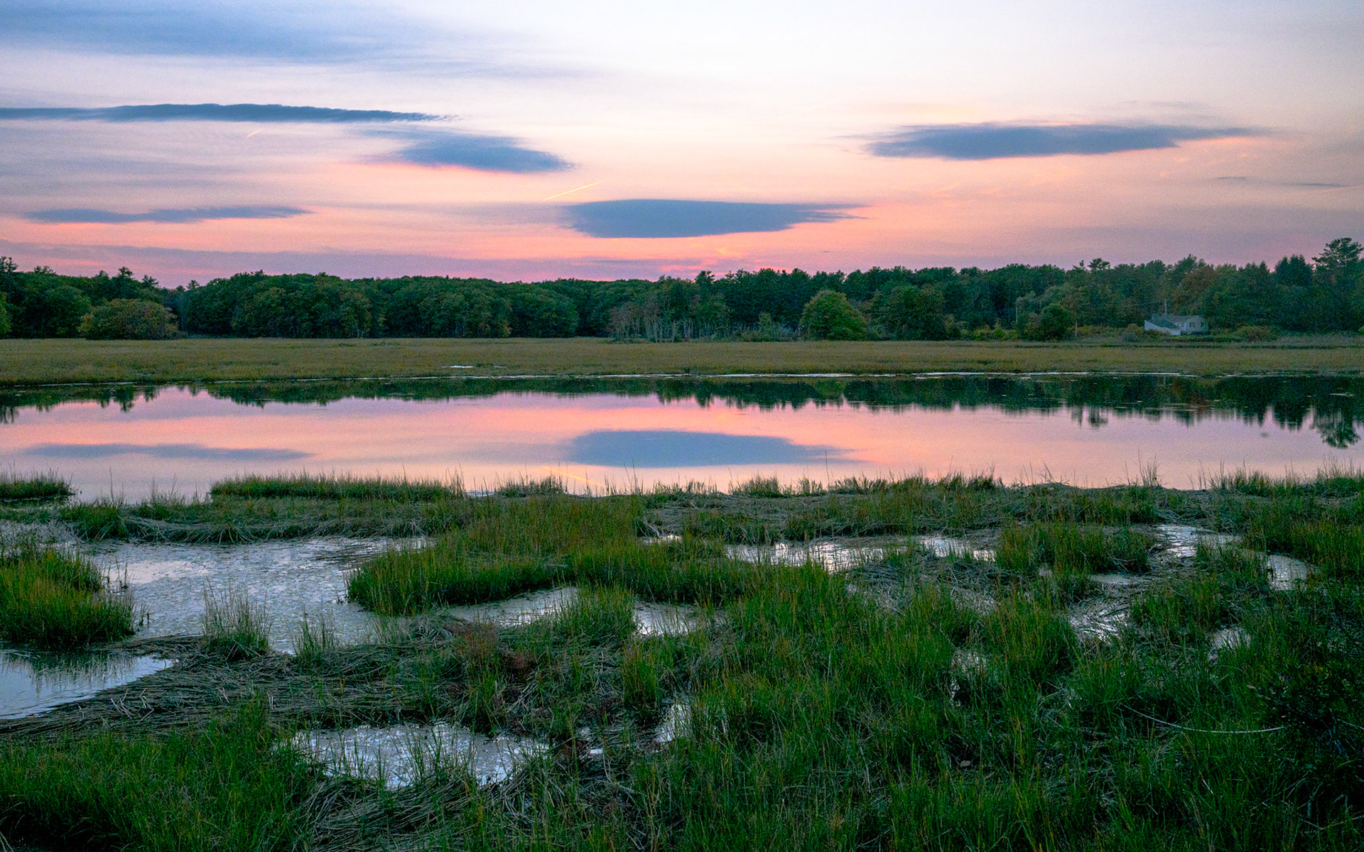 "Marsh with Sunset Clouds," Scarborough, Maine