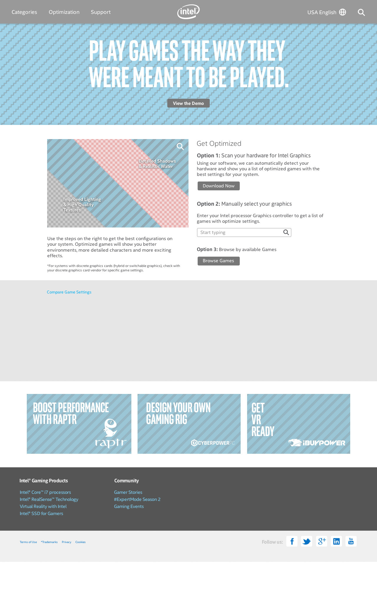 Intel Gaming: UI Wireframes