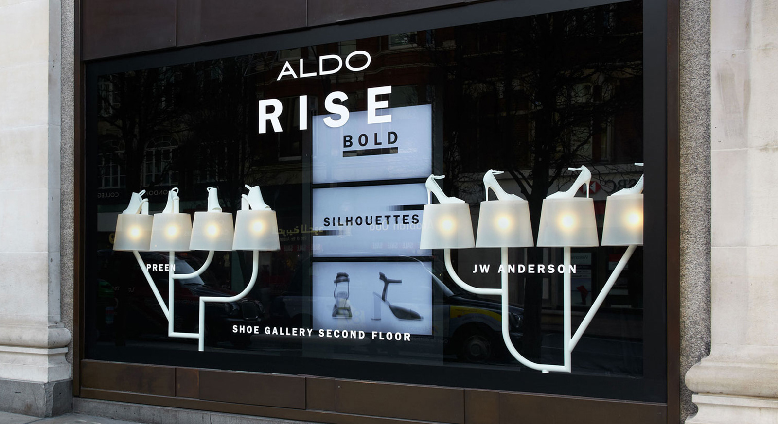Selfridges, London - window installations, Aldo Rise launch