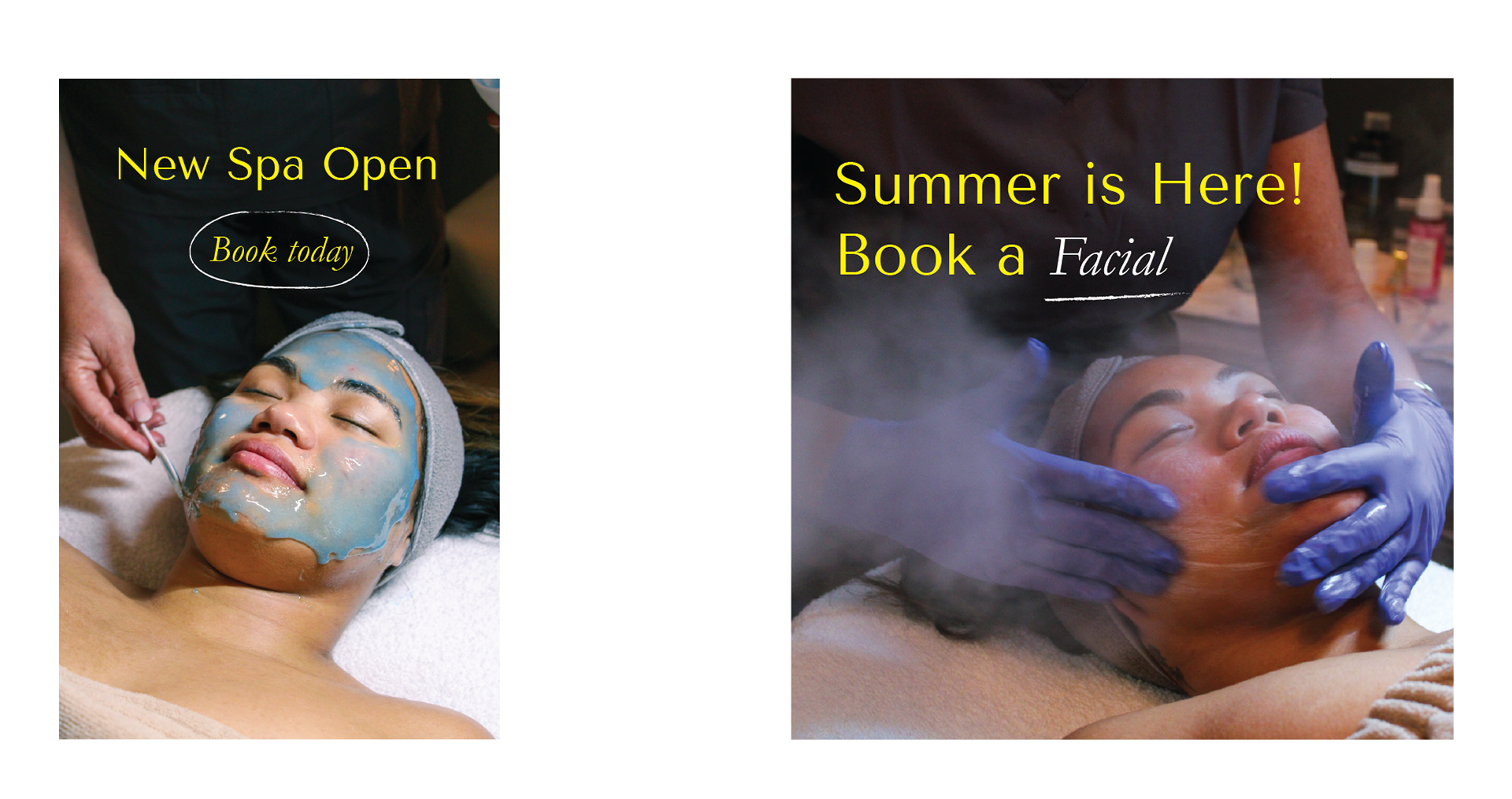 Natural Necessities spa Facebook and Instagram ad campaign creative promoting facials and bookings for an Idaho small business