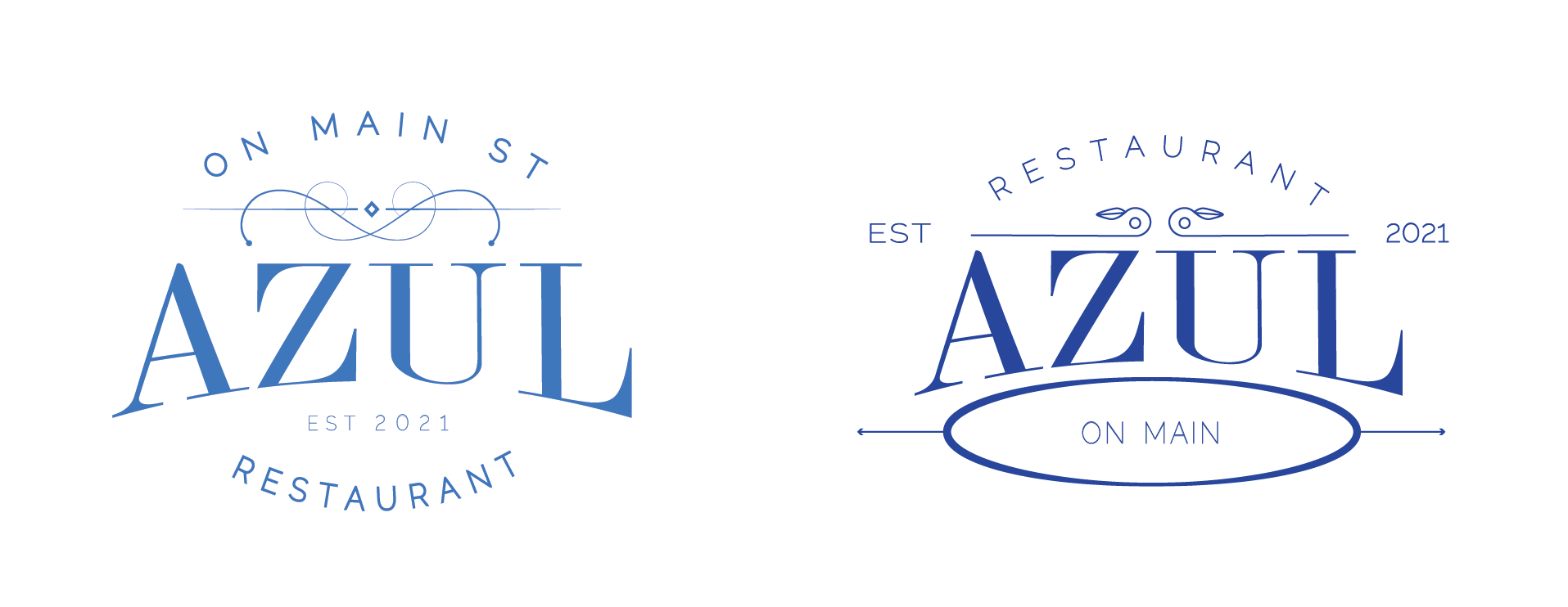 Azul Restaurant logo design with soft blue palette and clean typography by a Boise Idaho graphic design and branding studio