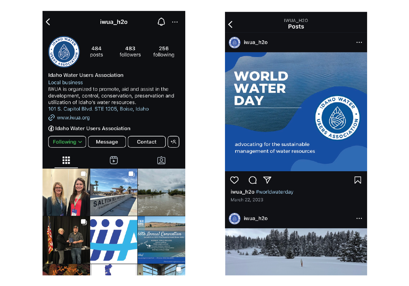 Branded social media content posts including event promotions and engagement-driven creative for small business marketing in Idaho